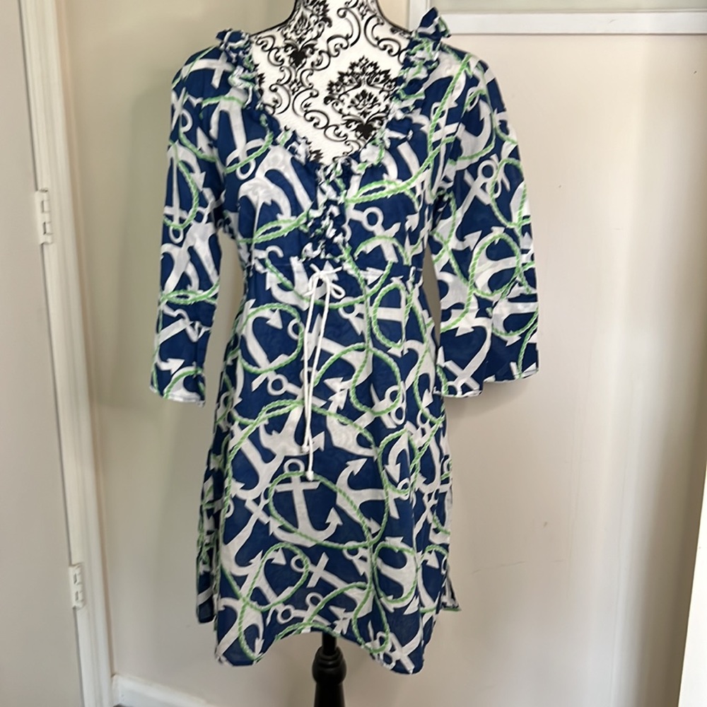 Women’s Navy Blue & White Rope-Print Swim Cover-Up Tunic
